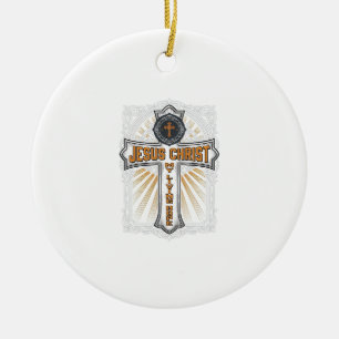 Jesus Christ My Living Hope Vintage Cross Ceramic Ornament