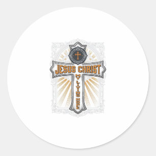 Jesus Christ My Living Hope Vintage Cross Classic Round Sticker