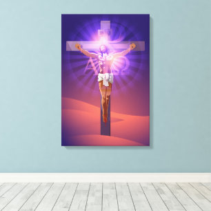 Jesus Christ on the Cross Alpha & Omega Canvas Print