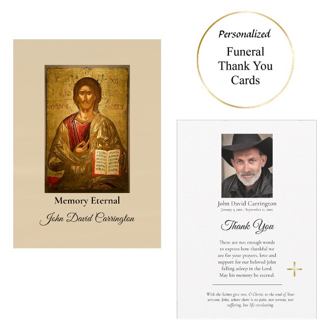 Jesus Christ Orthodox Christian Icon Funeral Thank You Card (Creator Uploaded)