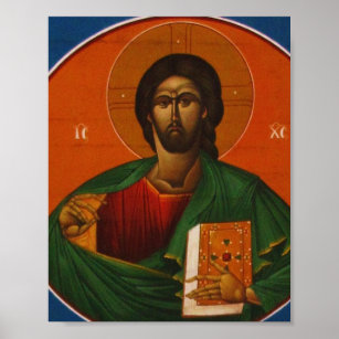 Jesus Christ Orthodox Christian Icon painting Poster
