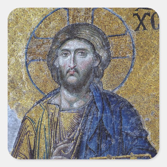 Jesus Christ Orthodox Christian Icon Square Sticker (Front)