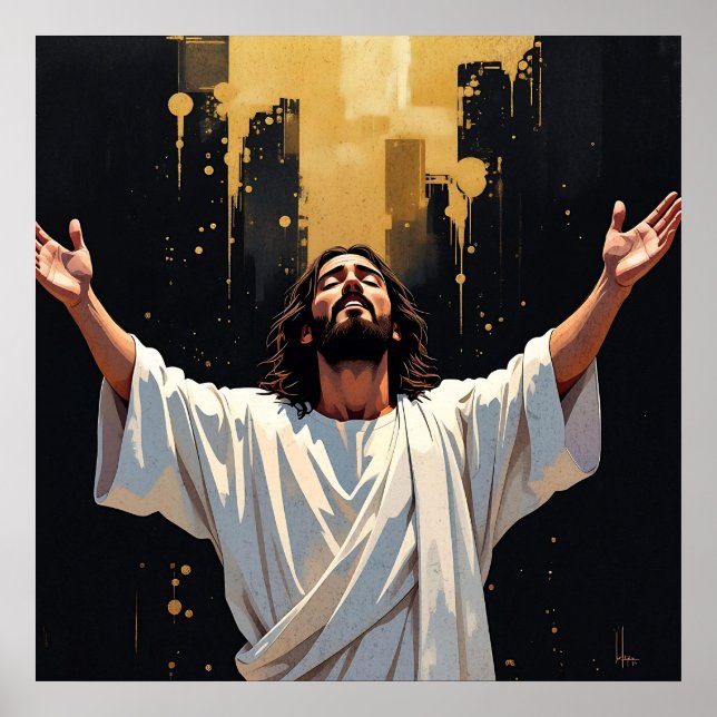 Jesus Christ Our Saviour | Black and Gold Poster (Front)