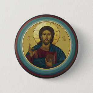 Jesus Christ Pantocrator  6 Cm Round Badge