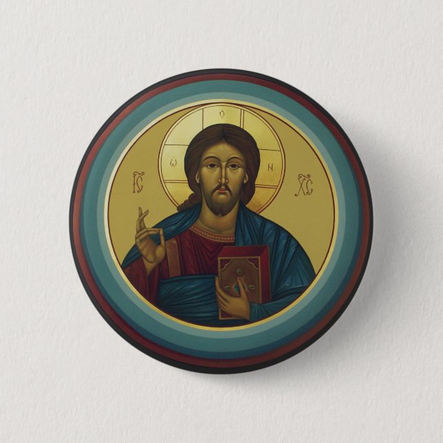 Jesus Christ Pantocrator  6 Cm Round Badge (Front)