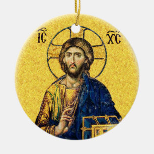 Jesus Christ Pantocrator Ceramic Ornament