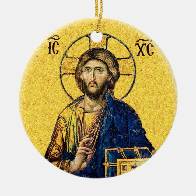 Jesus Christ Pantocrator Ceramic Ornament (Front)