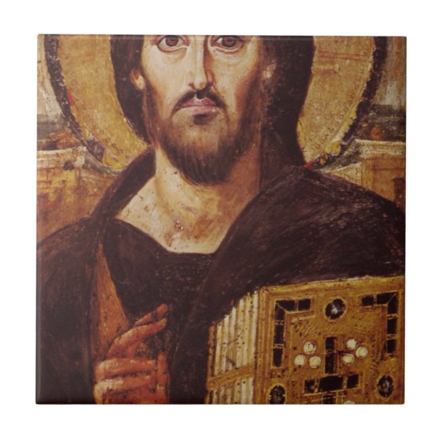 Jesus Christ Pantocrator Christian Icon Ceramic Tile (Front)