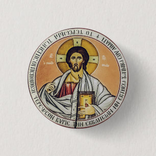 Jesus Christ Pantocrator  dome of the Church 3 Cm Round Badge