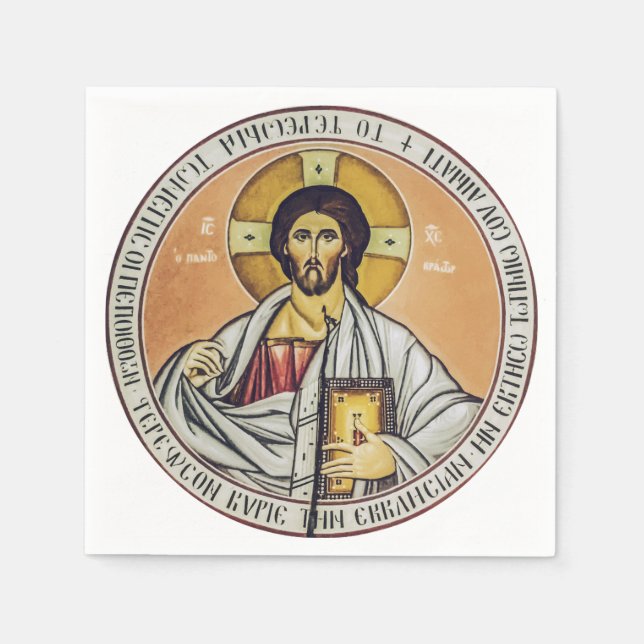 Jesus Christ Pantocrator  dome of the Church Napkin (Front)