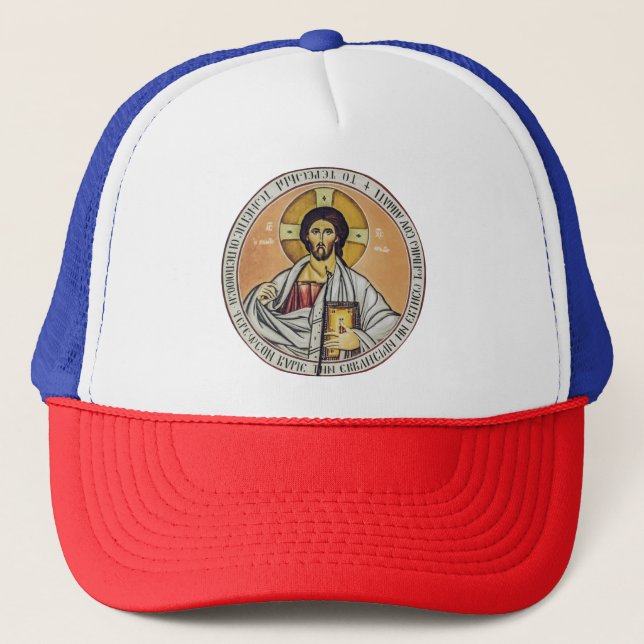 Jesus Christ Pantocrator  dome of the Church Trucker Hat (Front)