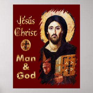 Jesus Christ Pantocrator Man & God Catholic   Poster