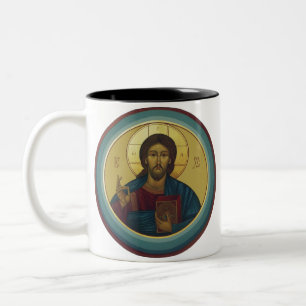 Jesus Christ Pantocrator Two-Tone Coffee Mug
