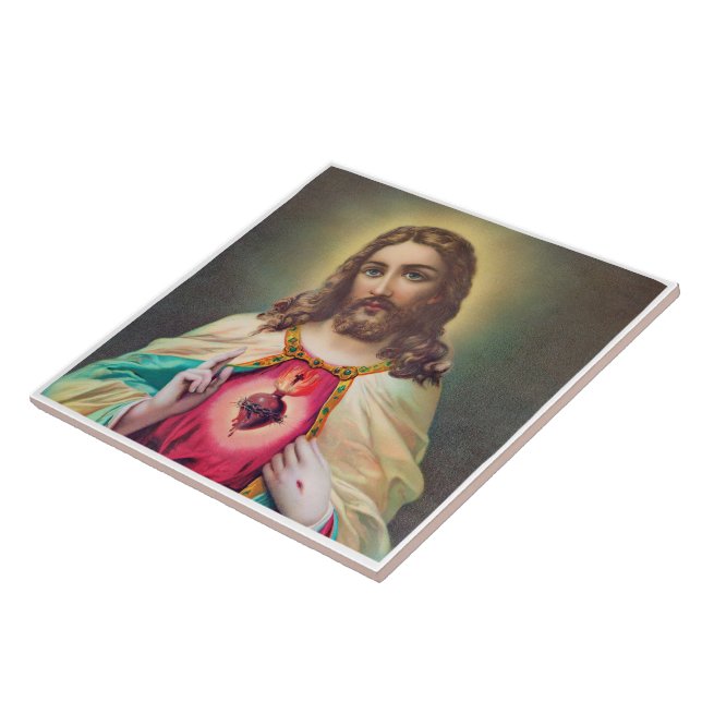Jesus Christ Photo Ceramic Tile Wall Art Decor (Side)