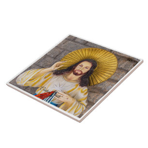 Jesus Christ Photo & Quote Ceramic Tile