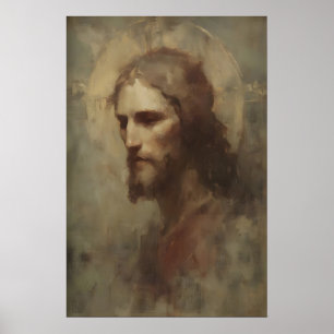 Jesus Christ Portrait In Crown Of Thorns Poster