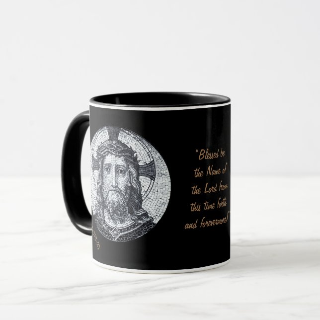 Jesus Christ & Prayer "Psalm 113:2 Bless" Coffee Mug (Front Left)