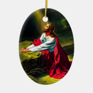 Jesus Christ Praying in the Garden of Gethsemane Ceramic Ornament