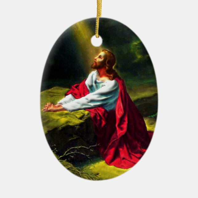 Jesus Christ Praying in the Garden of Gethsemane Ceramic Ornament (Front)