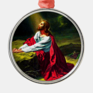 Jesus Christ Praying in the Garden of Gethsemane Metal Tree Decoration