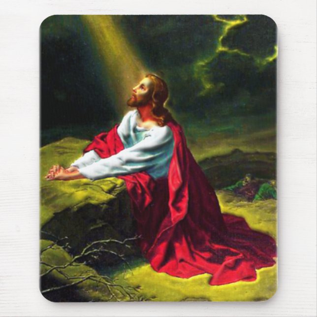 Jesus Christ Praying in the Garden of Gethsemane Mouse Pad (Front)