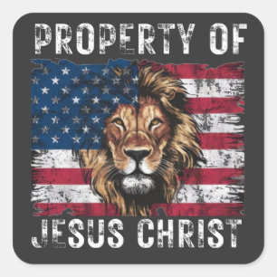 Jesus Christ Property Christian Lion Judah July 4 Square Sticker