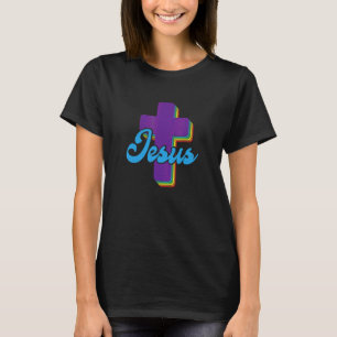 Jesus Christ Rainbow Cross Religious Christian T-Shirt