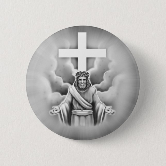 Jesus Christ Resurrection Cross Design 6 Cm Round Badge (Front)