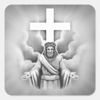 Jesus Christ Resurrection Cross Design Square Sticker