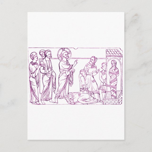 Jesus Christ resurrects Lazarus Postcard (Front)