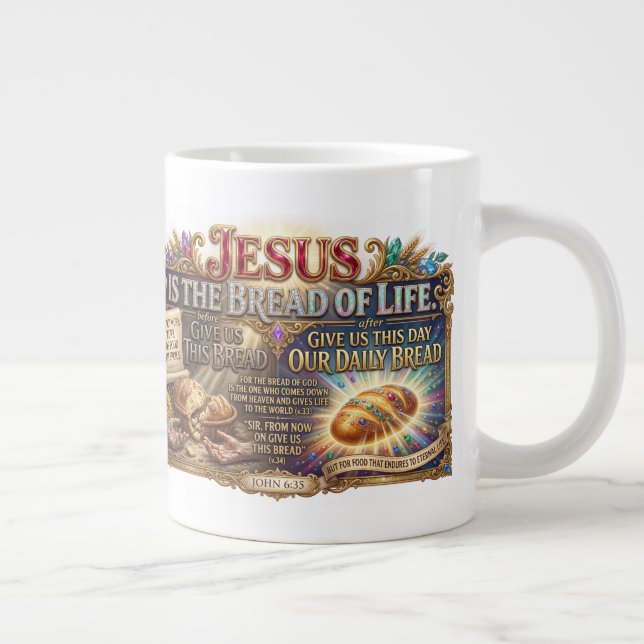 Jesus Christ Reveals Bread Of Life Truth Large Coffee Mug (Right)
