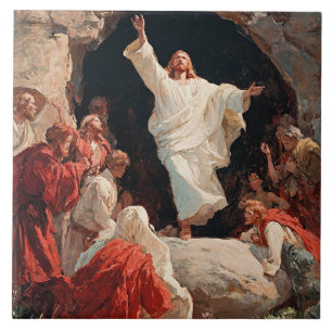 Jesus Christ Rising from the Tomb Ceramic Tile