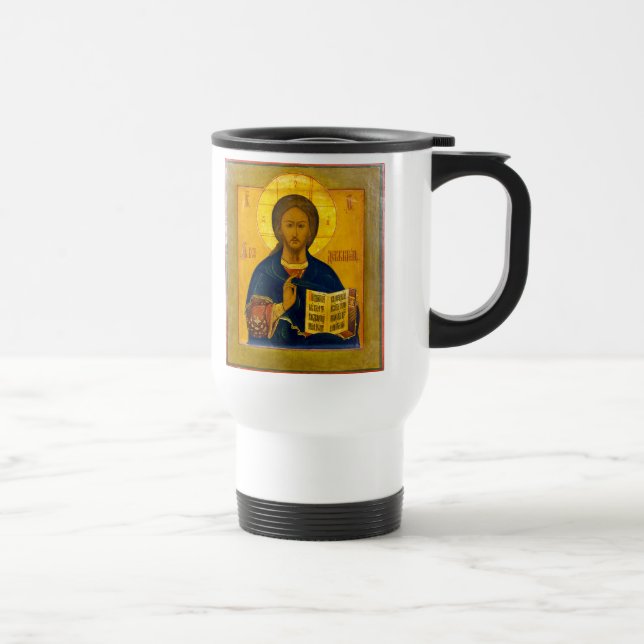 Jesus Christ Russian Icon Travel Mug (Right)
