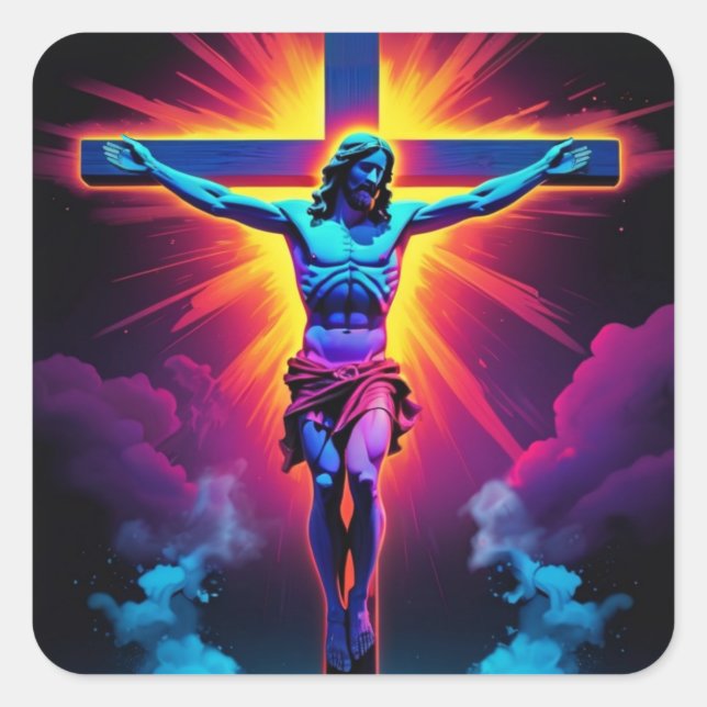 Jesus Christ’s Crucifixion 1 Square Sticker (Front)