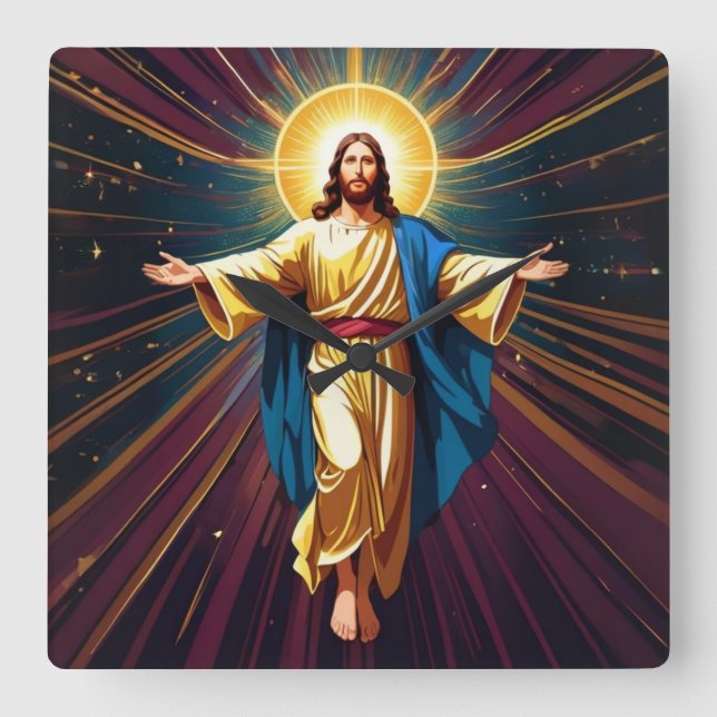 Jesus Christ’s Glory 1 Square Wall Clock (Front)