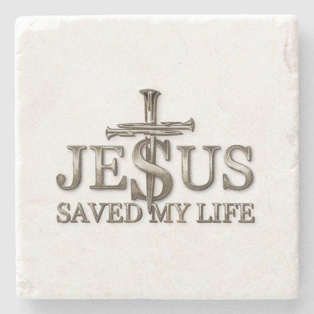 Jesus Christ Saved My Life Gift For Women Men Stone Coaster (Front)