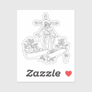 jesus Christ scroll and flowers art colouring page