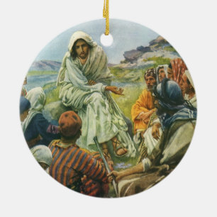Jesus Christ Sermon on the Mount, Vintage Religion Ceramic Ornament