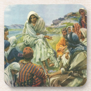 Jesus Christ Sermon on the Mount, Vintage Religion Coaster
