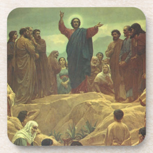 Jesus Christ Sermon on the Mount, Vintage Religion Coaster