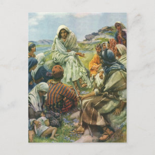 Jesus Christ Sermon on the Mount, Vintage Religion Postcard