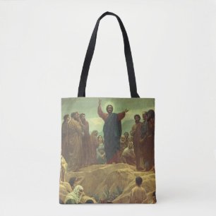 Jesus Christ Sermon on the Mount, Vintage Religion Tote Bag