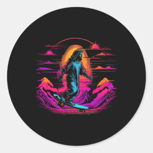 Jesus Christ Skateboarding - Retro Christian Skate Classic Round Sticker