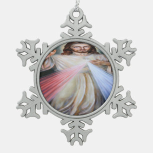 Jesus Christ son of God have mercy Snowflake Pewter Christmas Ornament