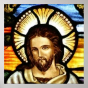 Jesus Christ Stained Glass Window Poster