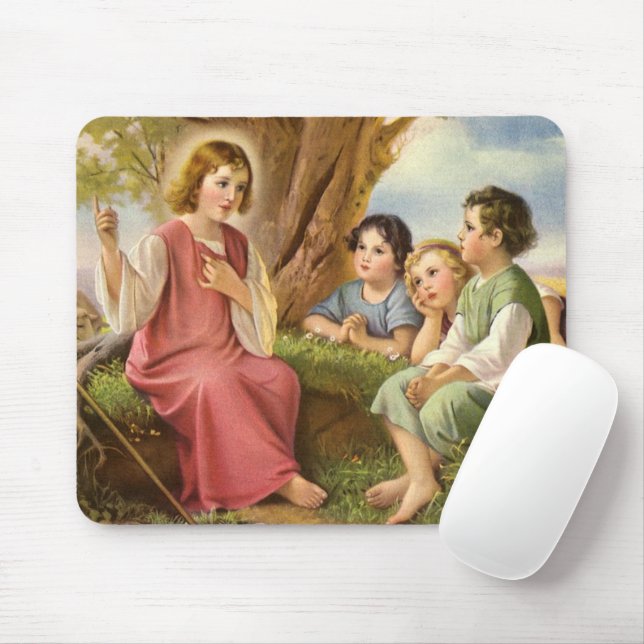 Jesus Christ Teaching Children, Vintage Religion Mouse Pad (With Mouse)