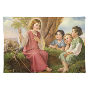 Jesus Christ Teaching Children, Vintage Religion Placemat