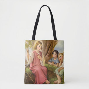Jesus Christ Teaching Children, Vintage Religion Tote Bag