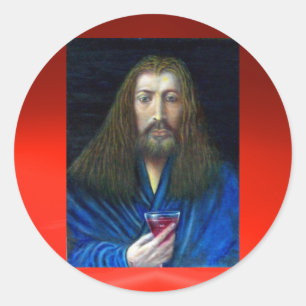 JESUS CHRIST,THE CHALICE CLASSIC ROUND STICKER
