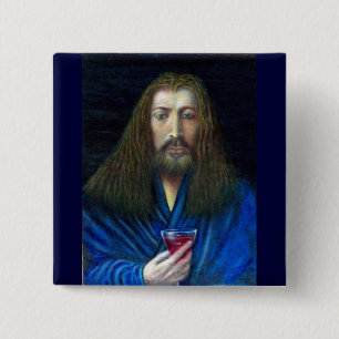 JESUS CHRIST, THE CHALICE IN EMMAUS 15 CM SQUARE BADGE